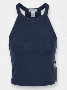 Better / Together Navy Ribbed High-Neck Cropped Tank with matching headband